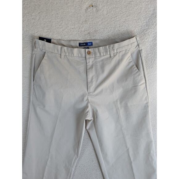 NEW Izod Sportflex Pants Mens 38x34 Cream Performance Plus Stretch - Picture 9 of 16